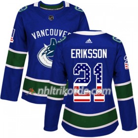 Vancouver Canucks Trikot Loui Eriksson 21 Adidas 2017-2018 Blau USA Flag Fashion Authentic - Dame